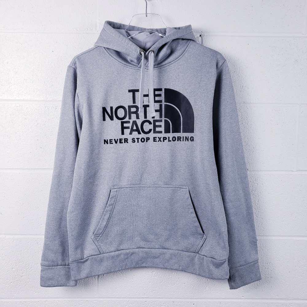 The North Face Men's Medium Surgent Hoodie Grey‎ Heather Hooded Sweatshirt Logo